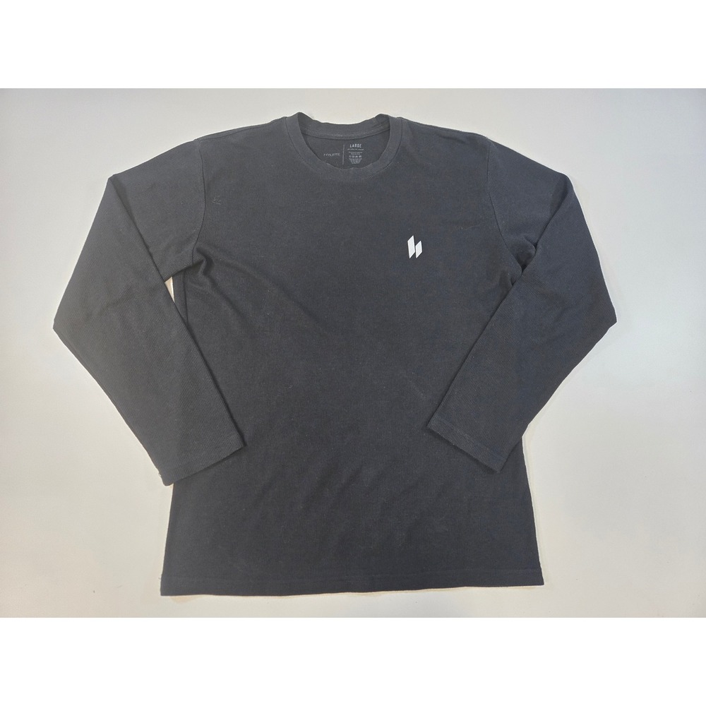 Hylete Mens Black Waffle Knit Thermal Long Sleeve Shirt Large Training Top